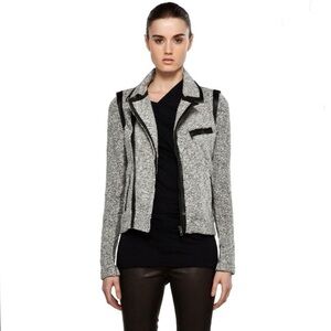 Rag & Bone Hart Motorcycle Tweed Leather Trim Jacket